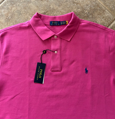 Polo Ralph Lauren Classic Fit Mesh Polo Shirt B&T 2XB Pink w/Navy Pony $125 NWT