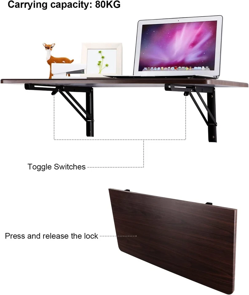 Viesap Staffe Per Mensole, Staffe Pieghevoli Per Tavolo Da Muro, 500mm / 20in St - Immagine 3 di 4