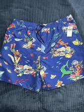 Polo Ralph Lauren Shorts Mens Traveler Bear Allover Print Swim Trunks Size 3LT