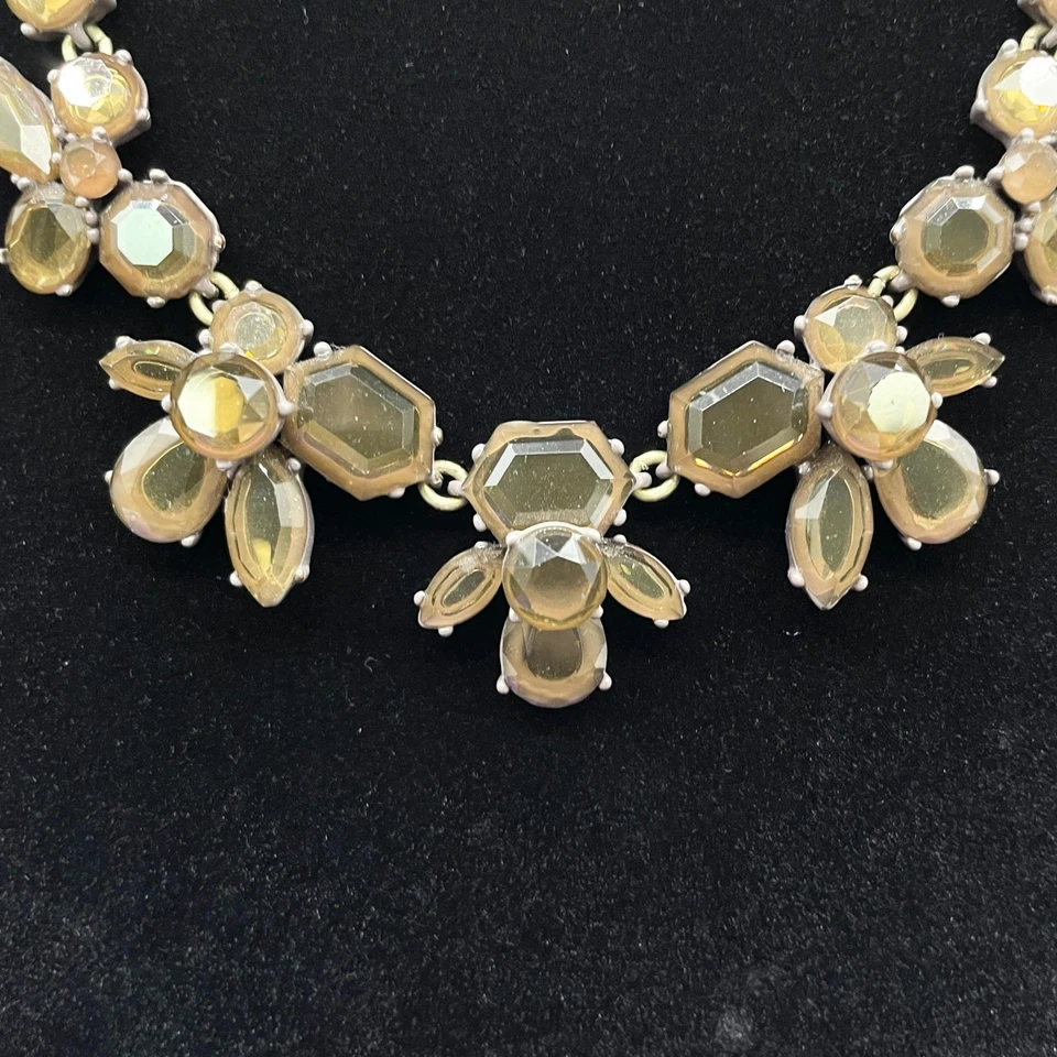 J Crew Crystal Flower Statement Necklace Preppy Glam Classic Garden Party Modern - Image 3 of 4