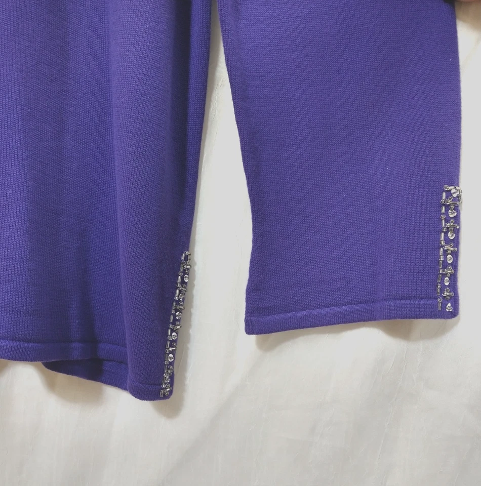 Festive Quacker Factory Purple Beaded Sequin Knit Sweater, sz L Holiday Party - Image 4 of 4