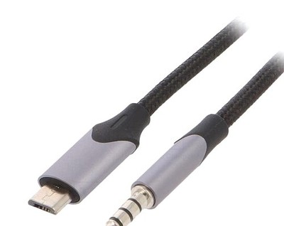 Cable; Jack 3,5mm 4pin plug,USB B micro plug; nickel plated; - BDGBF | EU Stock