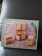 Holzbausatz Möbel für Puppenhaus Küche Child´s Kitchen Set 4 Teile