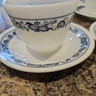 Vintage PYREX Old Town Blue Onion Cups & Corelle Saucers 6 Sets