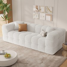3 Seater Teddy Boucle Sofa Cloud Couch Compact Memory Foam 2 Cushions Super Soft