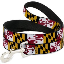 Dog Leash, 6 Feet Long, 0.5 Inch Wide, Maryland Flags, Pet, Walking, Handle