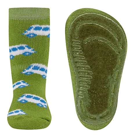 Stoppersocken aus BW Vollfrottee Softstep Sohle v. EWERS in Maigrün mit Bulli Mo