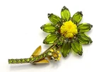 Vtg. Rhinestone Sunflower Costume Jewelry Brooch - 06