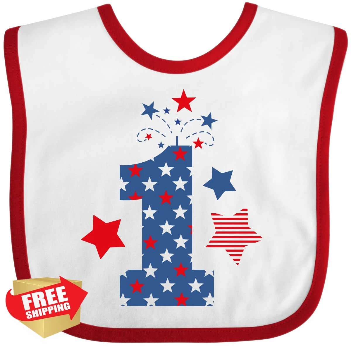 inktastic Firecracker 1st Birthday Bib White/Red