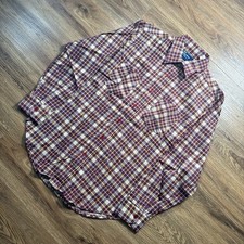 Vintage NWT 90s JcPenney Burgundy Plaid Longsleeve Flannel Button Up Size Medium