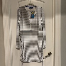 Nuevo con etiquetas Vestido Banana Boat UPF 50 Manga Larga Sol XXLarge 2XL Azul Marino Blanco Rayas