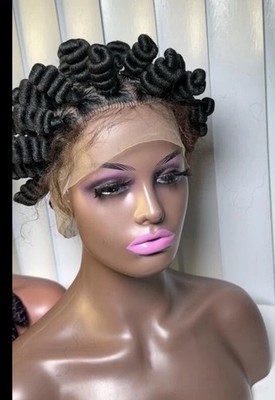  Bantu Knotless Braids Wig Synthetic Box Braided Hair Twist Braided Buns Full