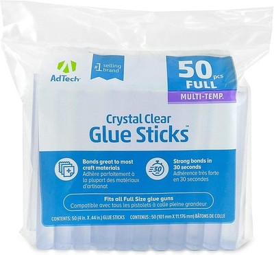 AdTech Crystal Clear Hot Glue Gun Sticks 50 Pieces 4 Inch