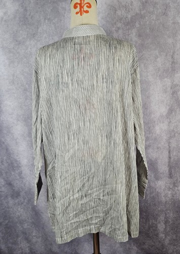 Blusa túnica plisada 3/4 Slv algodón nueva sin etiquetas Bluthreads para mujer XL gris a rayas - Imagen 6 de 12