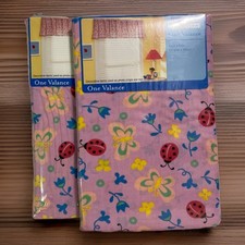 2 Ct HomeTrends Kids Pink 84 IN X 15 In Valance Ladybug Butterflies Flowers