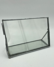 Vtg Dbl Sided Metal Glass Picture Photo Frame Pressed Flower Display Frame 4x6"