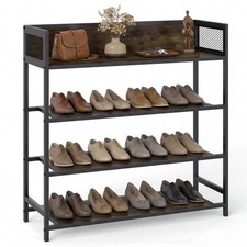 COSTWAY 4-Tier Shoe Rack Industrial Shoe Organizer with Heavy Duty Metal Frame