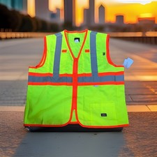 Mens Dickies Yellow High Visibility Reflective Zip Front Vest Size 2XL NEW
