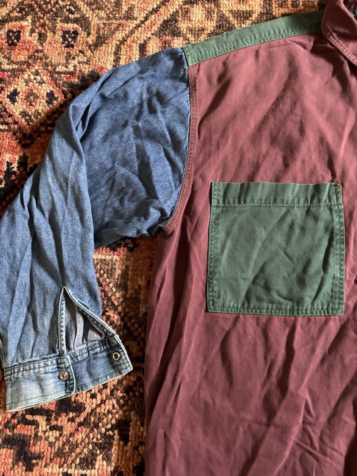 Cross Colours Men's Patchwork Button Down (XL) De… - image 5