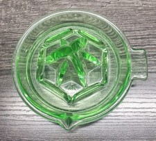 Vintage Hazel Atlas Green Uranium Glass Juicer Reamer 1930s Glows *READ*