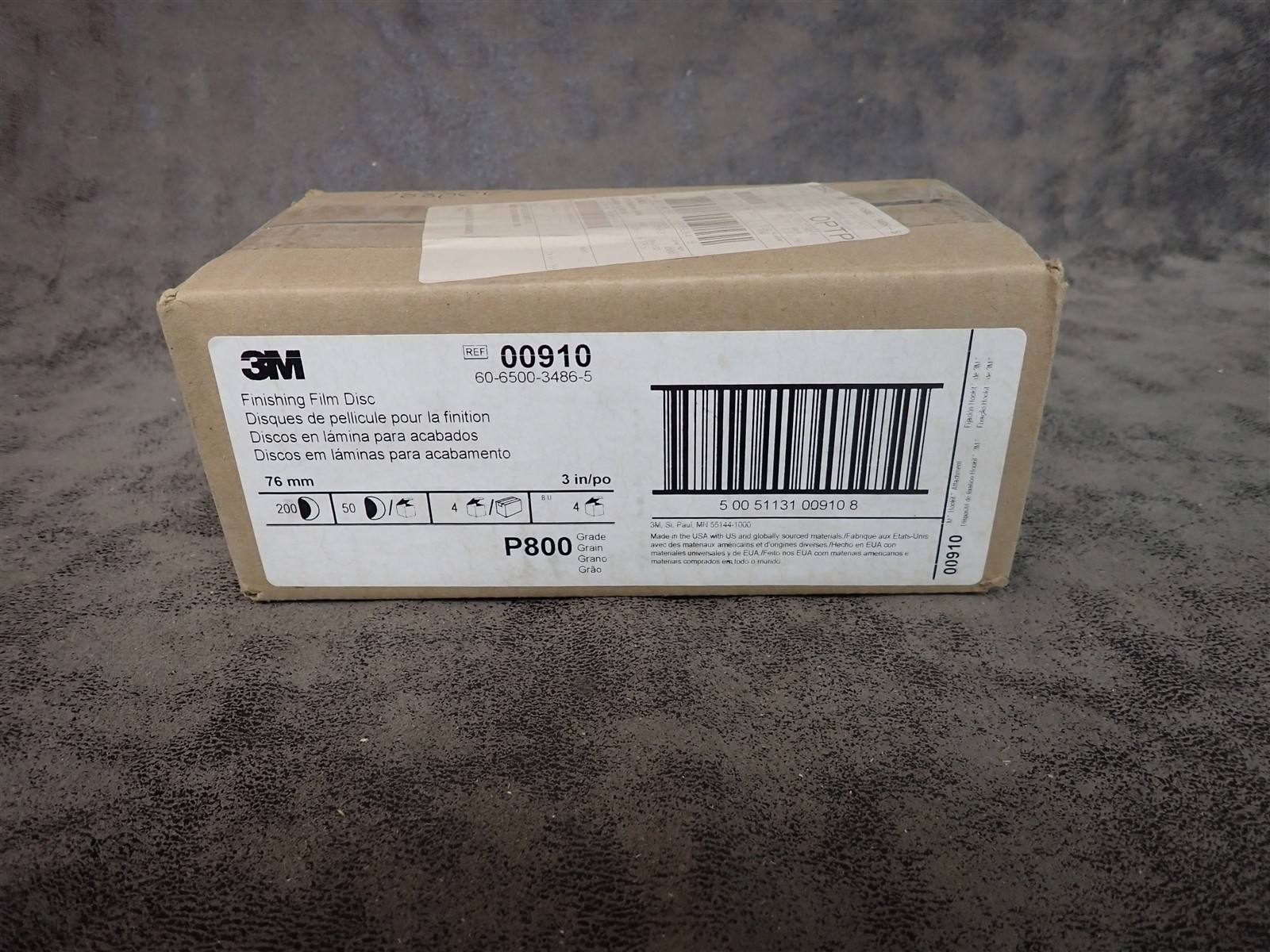 Case of 200 NEW 3M 00910 Hookit 260L Finishing Film Discs 3" P800 Grit (O22)