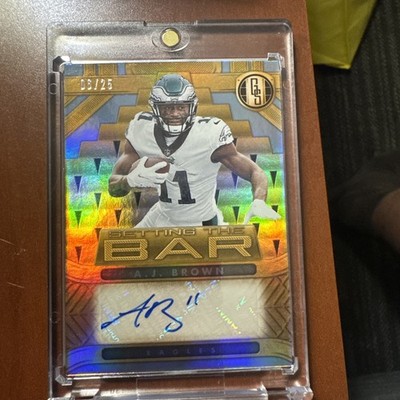 AJ BROWN 2022 GOLD STANDARD FOOTBALL SETTING THE BAR PLATINUM AUTO CARD #225 /25