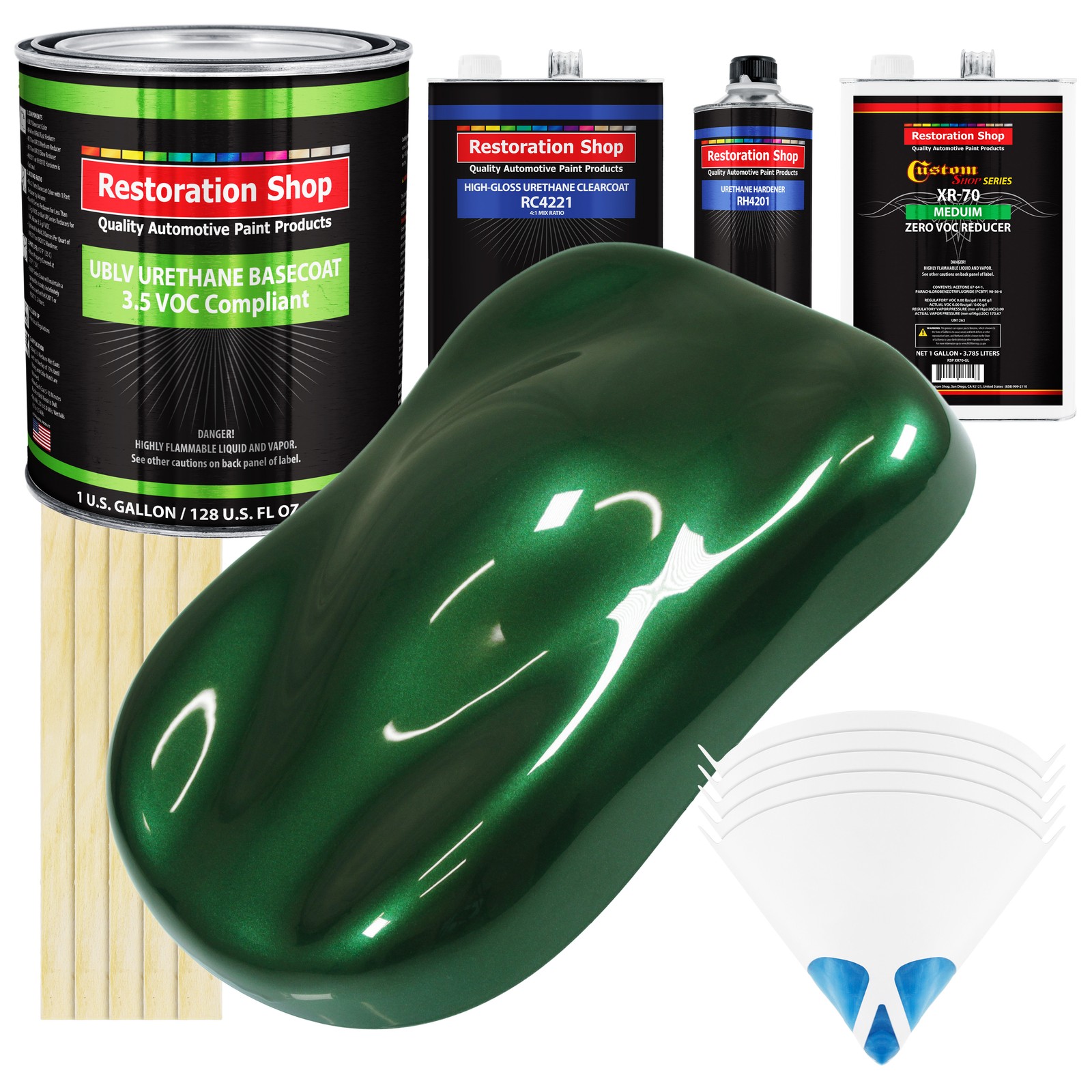 British Racing Green Metallic Low VOC Urethane Basecoat Gallon Car Paint Kit  