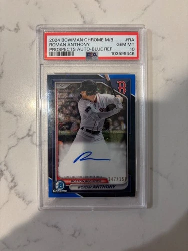 2024 Bowman Chrome Mega Box Roman Anthony Prospect Auto Blue /150 PSA 10