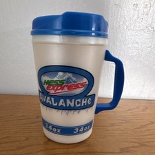 Hess Avalanche 34oz Mug White Blue Gas & Oil Advertising Collectible