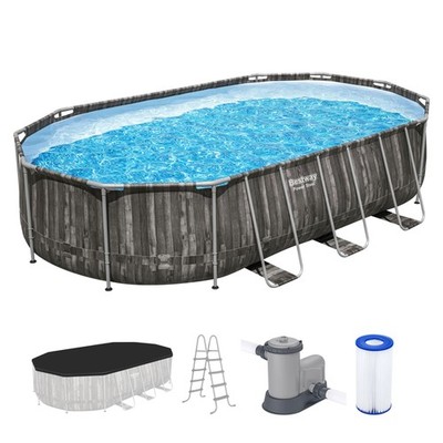 Bestway Power Steel 20' x 12' x 48'' Oval Above Ground Outdoor Swimming Pool Set