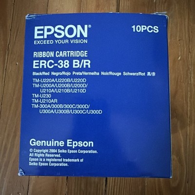 Genuine LOT 10 Epson ERC-38 B/R Ribbon Cartridge TM-200A/210A/220A/300A NEW SEAL