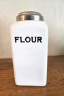 McKee Art Deco Large Milk Glass Flour Shaker w/ Pewter Lid