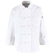 Red Kap Ten Knot Button Chef Coat with Thermometer Pocket