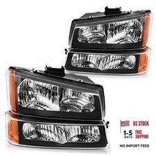Headlights Assembly Compatible with A Black Housing Amber Reflector Clear Lens