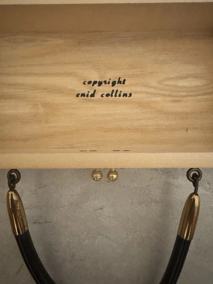 Bolso de mano vintage con caja de madera Enid Collins Lucky Ladybugs años 60 con espejo Foto 2 de 4