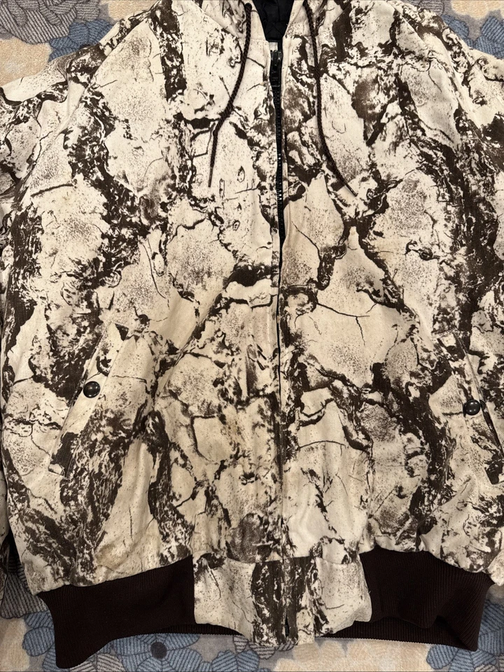 Vintage USA Made Natgear Natural Snow Birch Camo Hooded Insulated Mens M Jacket - Image 3 of 4