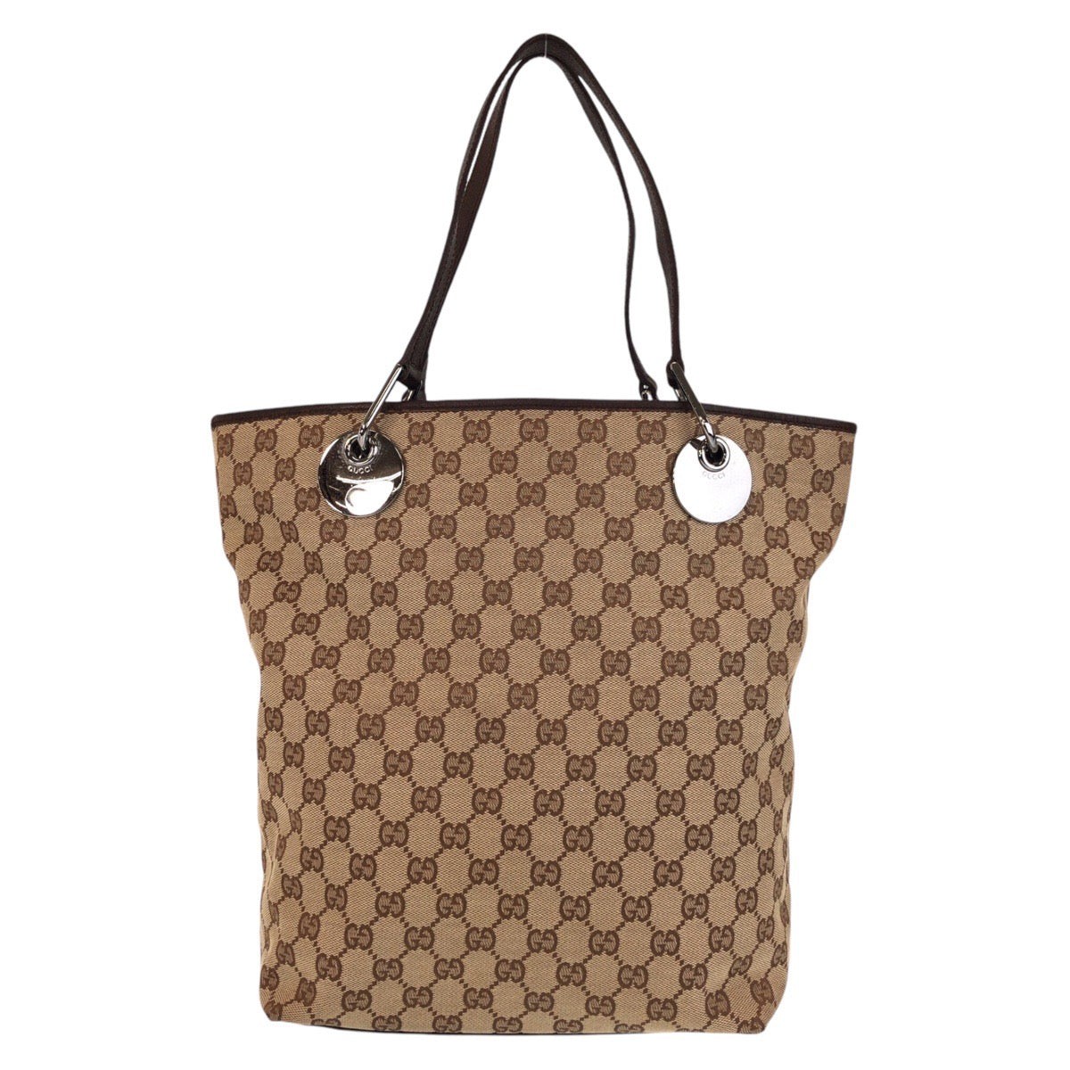 Gucci GG Canvas Leather Two-Way Tote Bag for Women Beige One Size 537670