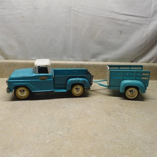 Vintage Tonka Pick Up Truck + Trailer, Stake Rack Sheep Livestock 1961-62