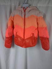 Cat Jack Jacket Girls Small Orange Pink Hooded Chevron Puffer Winter Coat