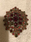 Vintage Red Oranges Jeweled Costume Jewelry Pin Brooch