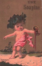 c1890 Victorian Trade Card Soapine, Soap, Kendall Mfg. Child Octobre