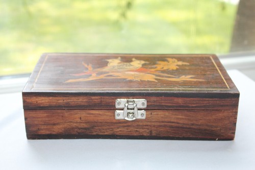 Hergestellt in Indien handgefertigte & bemalte Holz Stifte Box mit hübschen Vögeln auf einem Ast - Bild 3 von 24