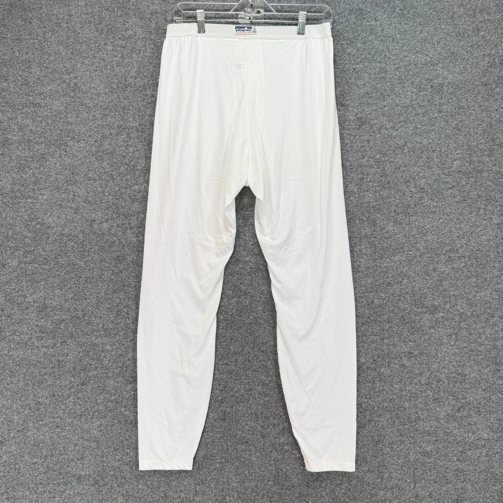 Patagonia Capilene Base Layer Pants Men Medium White Stretch Waist Made in USA