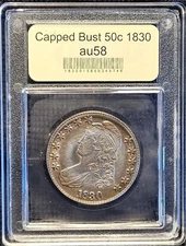 1830 Capped Bust Silver Half Dollar - AU++ Condition - Large 0