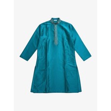 Sonisha Long Sleeve Embroidered Kurta Tunic Shirt, Men  s Size XL 44 , Turquoise