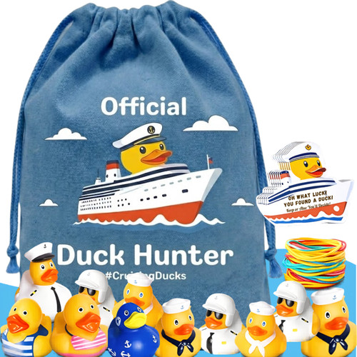 Cruise Ducking Kit 75pc Rubber Ducks w/ Duck Bag, Tags, Bands, Cards & App