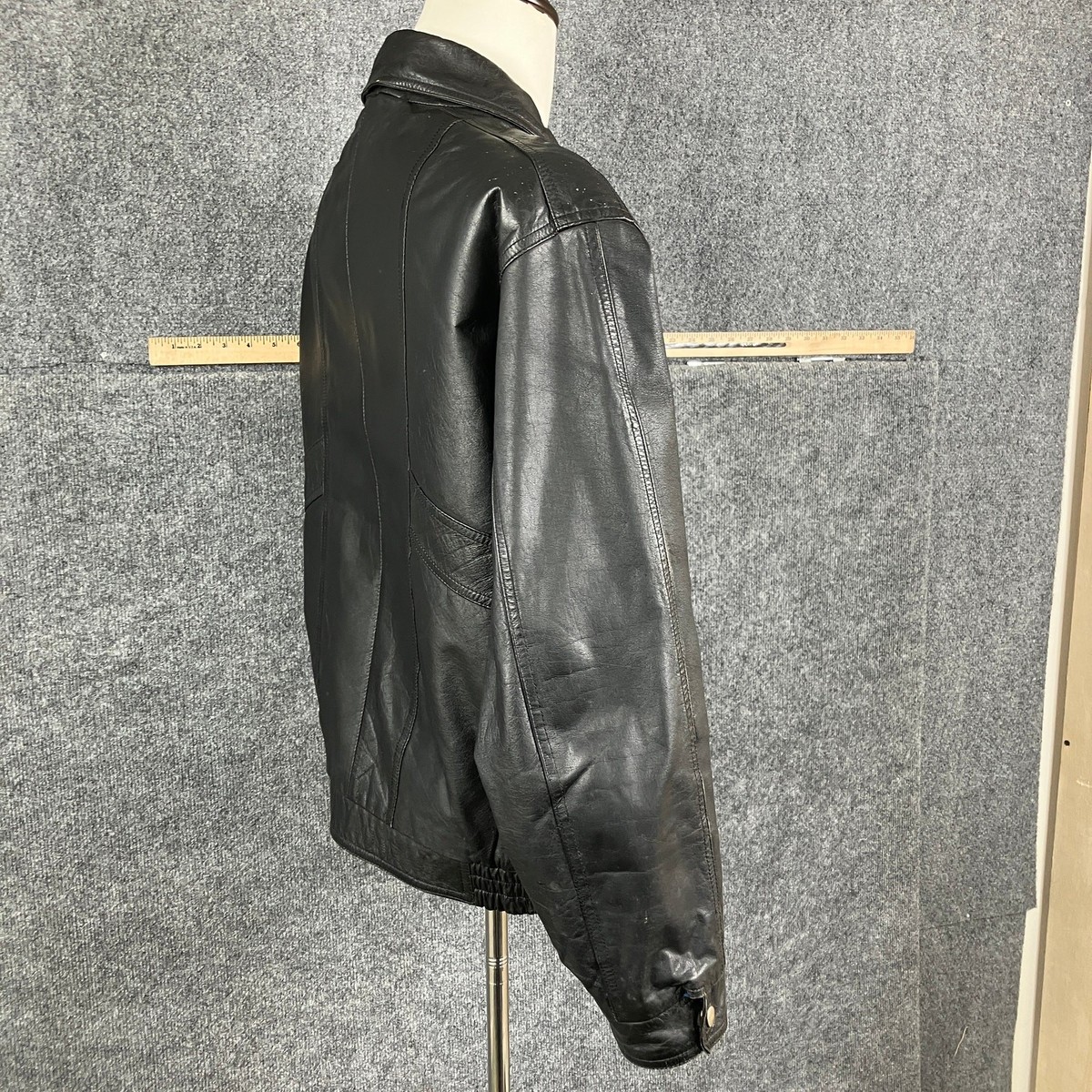 St. Michael Leather Jacket Mens M BlackVintageBomber