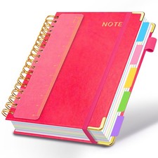 Hardcover Spiral Notebooks for Work 8.5''x 11'', 300 Rose Red