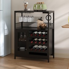 Drinks Cabinet Sideboard Storage Table for Wine Bottle Holder w/ Lights & Socket