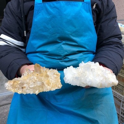 4.48LB  2pcs Natural White Quartz Crystal Cluster Rough Specimen Healing